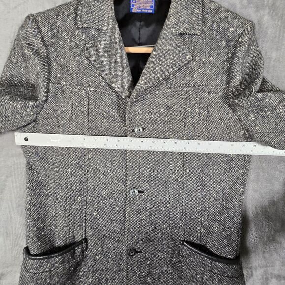 Vintage Pendleton Gray Tweed Wool Tweed Blazer Jacket Men’s 42L Elbow Patch - Picture 7 of 9